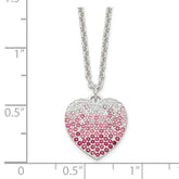 Sterling Silver 18+2in w/ext. Pink, Red & Clear CZ Heart Necklace